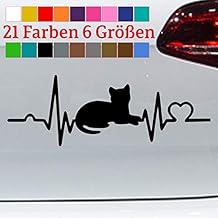 generisch Herzschlag Katze Aufkleber Hauskatze Cat Wildkatze Tiger Lucky Tom Mimi Garfield in 6 Größen und 21 Farben
