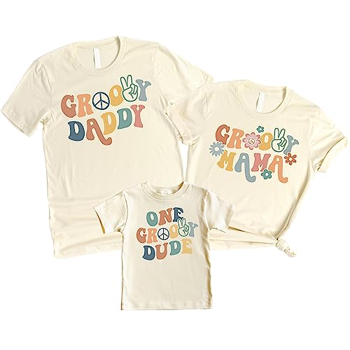 Groovy Family Matching Birthday Outfits for Baby Toddler Little Girls and Boys and Mom and Dad