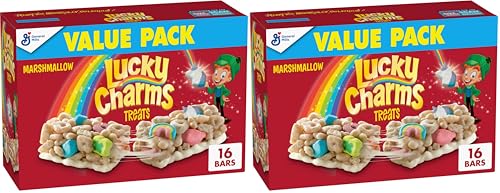 Lucky Charms Marshmallow Treat Bars, Snack Bars, Limited Edition St. Patrick’s Day Packaging, Value Pack, 16 ct (Pack of 2)