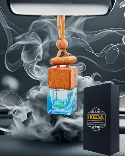 ikeda fragrance Ambientador de coche de 8 ml, fragancia de larga duración de 45 días, botellas difusoras colgantes para automóviles, elimina el olor del aire fresco para hombres (1 unidad, madera de