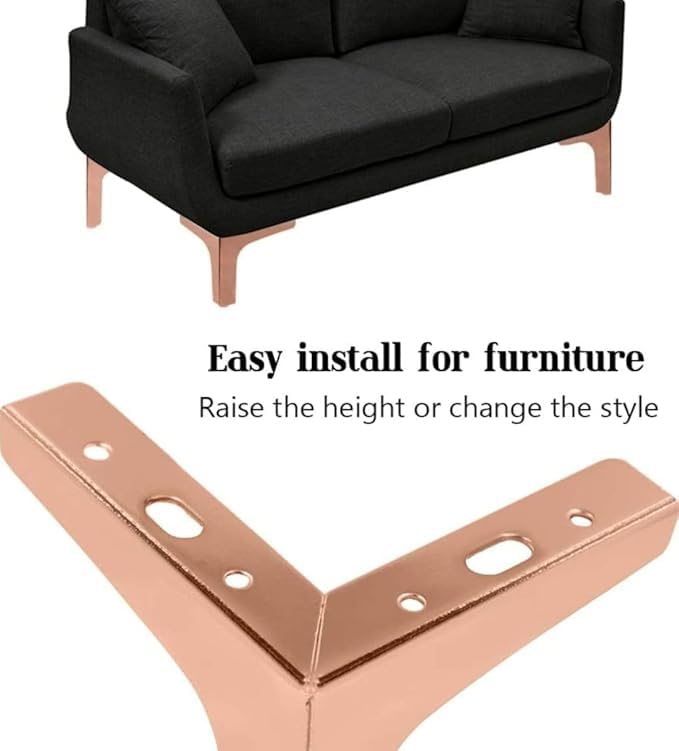 Image of Aakash Decor Sofa Legs 5 Inches (Set of 4) - Rose Gold Finish Metal Heavy Duty Furniture Leg for Home, Office Sofa Paya | Rustproof T- Shape Sofa Leg with Weight Capacity 300 Kg