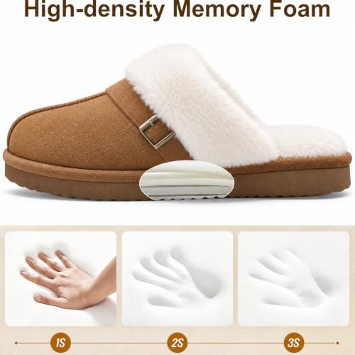 Image of Litfun Women's Fuzzy Memory Foam Slippers Fluffy Winter House Shoes Indoor and Outdoor