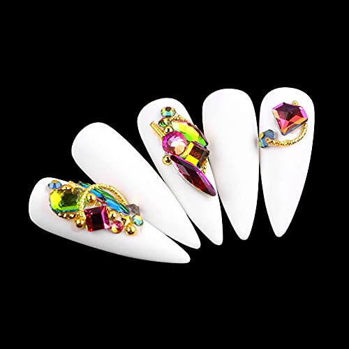 Yzzseven 12 Types Of 600 Diamonds +2500 Flat Rhinestones Mix 20 Styles Flatback Rhinestone Crystals 3D Decorations Flat Back Stones Gems Set For For Nail Art Diy|（Colorful） #TOP4