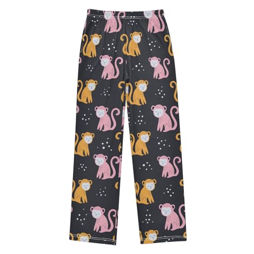 ZZXXB Monkey Polka Dot Boys Long Pants Soft Trousers Elastic Waist Kids Lounge Bottoms with Pockets S-XL
