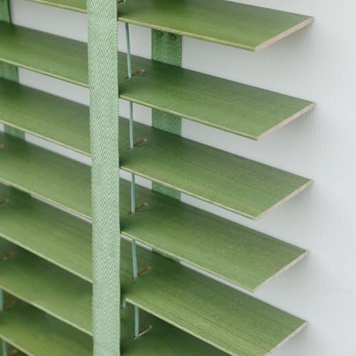 Persianas venecianas de madera verde a medida y horizontales para decoración 2