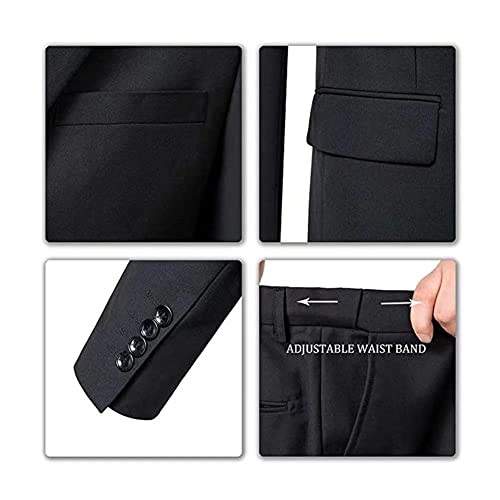 Image of Furuyal Men's Suits 3 Piece Slim Fit Suit Set,Two Button Wedding Business Tuxedo Solid Blazer Jacket Vest Pants with Tie