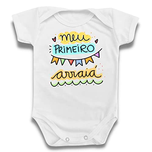 Body Bebê Festa Junina Meu Primeiro Arraía Menino Azul Tamanho:G;Cor:Menino