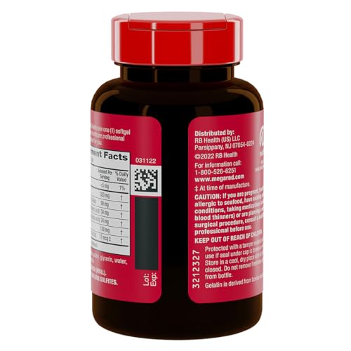 MegaRed 350mg Omega 3 Supplement with EPA/DHA, Astaxanthin & Phospholipids, No Fish Oil Aftertaste Supports Heart, Brain, Joint and Eye Health, 120 Count Softgels (2 Pack) - Thumbnail 6