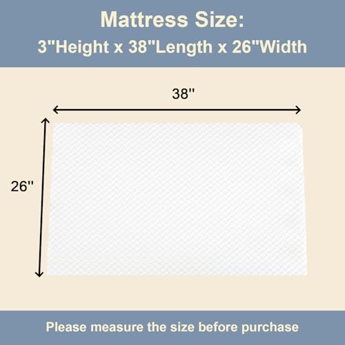 Image of 3 inch 38 inch Lx26 W Mini Mattresses, Waterproof and Removable Cover, Machine Washable, High Density Firm Support Foam
