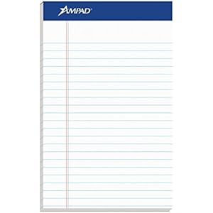 Ampad Jr. Notepad College/Medium Ruled 50 Sheets White 5 x 8 12 per Pack (20-364)