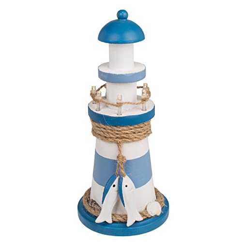 Out of the blue Phare en bois Article de décoration avec LED Objet décoratif