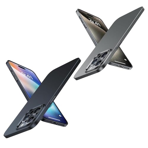TORRAS Slim Fit Designed for iPhone 15 Pro Case Black and Titanium Grey