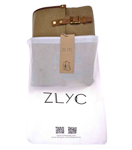 Image of ZLYC Canvas Leather DSLR SLR Vintage Camera Messenger Bag, Khaki