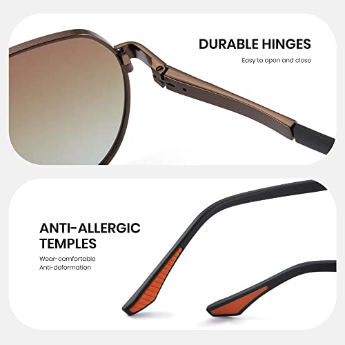 Image of Cyxus Classic Aviator Sunglasses Polarized 100% UV Protection Men Spring Temples Driving 1048