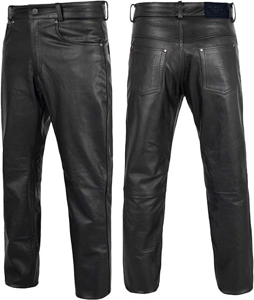 Geniune Leather Motorcycle Pants for Bikers Rider Moto Sports Real Cowhide Leather for Men