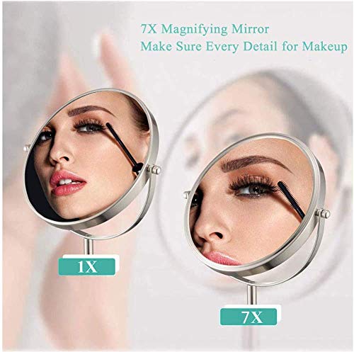 Miroir de maquillage rond grossissant 7X double face vert bronze 8 pouces - 3
