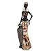 Tissting Afrikanische Deko Kunst Figur mit Hoher Vase, 32cm Harz Tribal Lady Statue Handgefertigt Afrika Weibliche Schlagzeuger Skulptur für Schreibtische Dekoration, Sammlung Geschenke(#2)