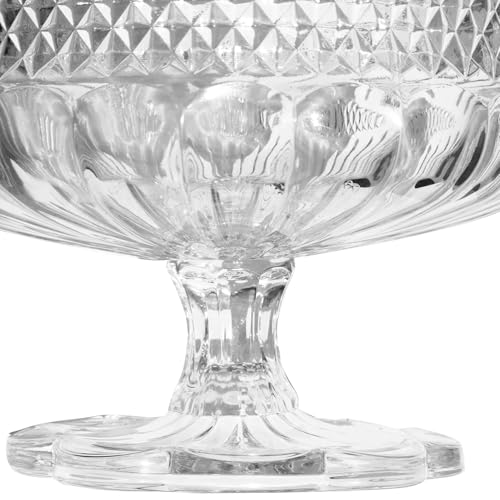 Image of Pure Source India Premium Crystal Footed Fruit Bowl - Elegant Multipurpose Serving Dish (7.75 inch x 5.75 inch)