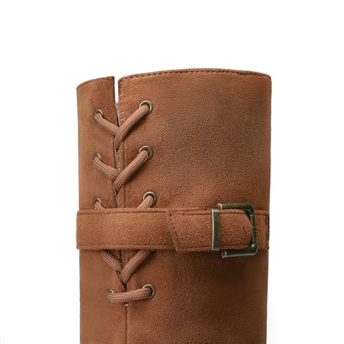 DREAM PAIRS Women's Suede Over The Knee Thigh High Winter Boots,Size 8,Tan,COLBY