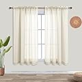 KOUFALL Linen Look Sheer Curtains