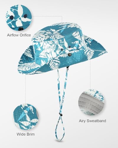 Image of Printed Bucket Hat UPF 50+ Quick-Dry Breathable Sun Hat, Roll-Up Brim Boonie Hat with Adjustable Fit for Beach Hiking Fishing