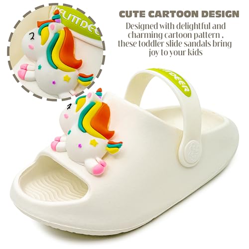 techcity Toddler Little Kids Slide Sandals Cute Summer Shower Beach Pool Slippers Thick Sole Slip On Sandals Water Shoes with Backstrap Boys Girls Clogs3