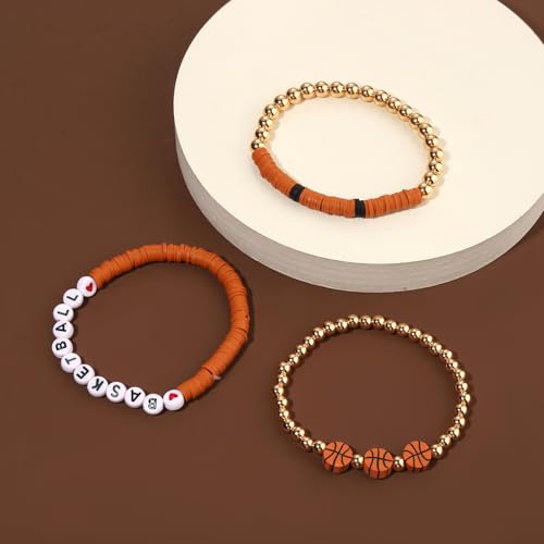 image for BVGA Basketball Bracelets for Women Game Day Heishi Beaded Bracelets B