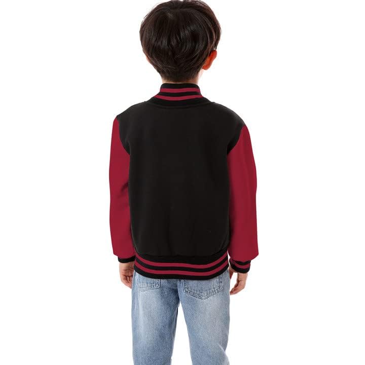 Image of Kids Baseball Jackets Boys Girls Fit Varsity Jacket Casual Lightweight Plain Button Cardigan School Coat