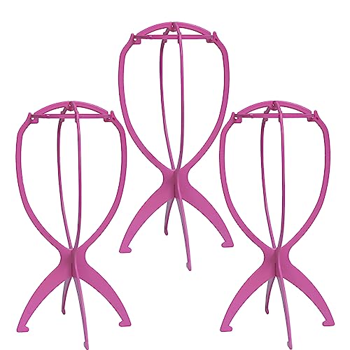 3 Pack Wig Stands for Long Short Hair Portable Collapsible Dryer Travel Extensions Stands