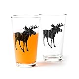 Pint Glasses - Rustic Moose Beer - Set of Two. Screen Printed Pint Glasses