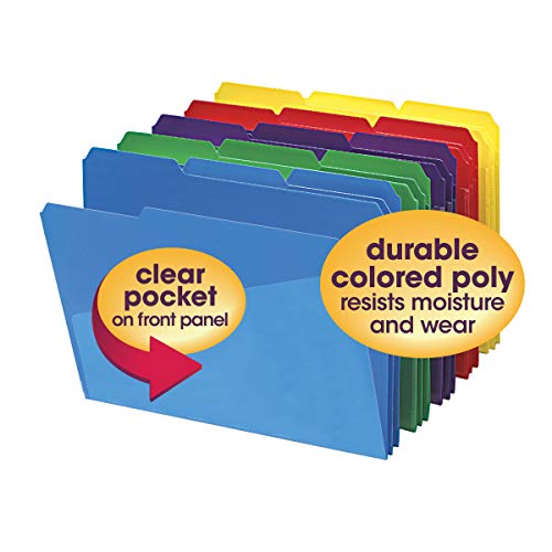 Smead Slash Pocket Poly File Folders, 1/3-Cut Tab, Letter Size, Assorted Colors, 30 Per Box (10540) #TOP6