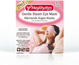 MegRhythm Self Heated Gentle Steam Eye Mask, Unscented, for Relaxation and Eye Strain, Pack of 5