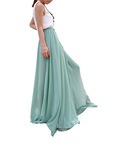 Women's Beatiful Bow Tie Summer Beach Chiffon High Waist Maxi Skirt2