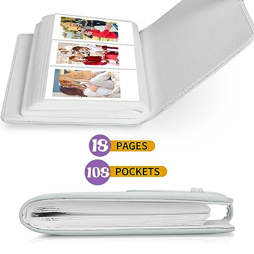 Álbum de fotos mini Phetium con 108 bolsillos para películas Fujifilm Instax Mini, Polaroid Snap y tarjetas Kpop, tamaño 2x3 pulgadas, color blanco arcilla miniatura 5