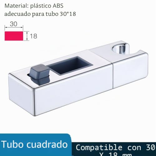 Miniatura 3 de Soporte Universal De Barra Deslizante Para Ducha Cromada 30 X 15 Mm, 30 X 18 Mm - Ajustable Para Tubo Cuadrado