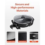 VEVOR Electric Hot Pot, 1360W 5 L Double-flavor Shabu Shabu Pot, Non-Stick Electric Cooker with Divider, Clear Glass Lid, Temperature control, Chinese Hotpot for 6-10 People Family Dinning & Party - Image 5