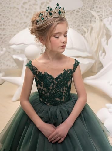 Flower Girl Dresses for Wedding Tiered Tulle Sleeveless Lace Princess Pageant Dresses Kids Prom Ball Gowns for Girls4