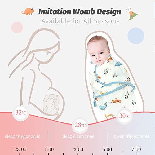 Image of LAT Swaddle Blanket with zip Baby Girl Boy-Easy Adjustable 3 Pack Infant Sleep Sack Wrap Newborn Babies 100% Cotton Sleep Bag(lue Whales,0-3Months)