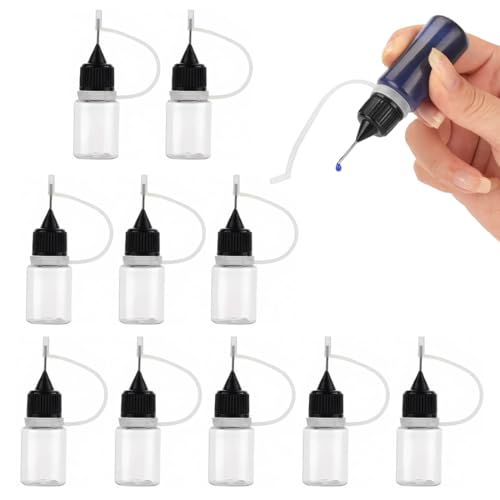 UENXRXE 10 Piezas Botella De Plástico Con Aguja, Botella Exprimidora, Aplicadores De Botellas De Plástico De Precisión Aplicadores De Botellas De Plástico De Precisión De Tinta De Alcohol(5Ml)