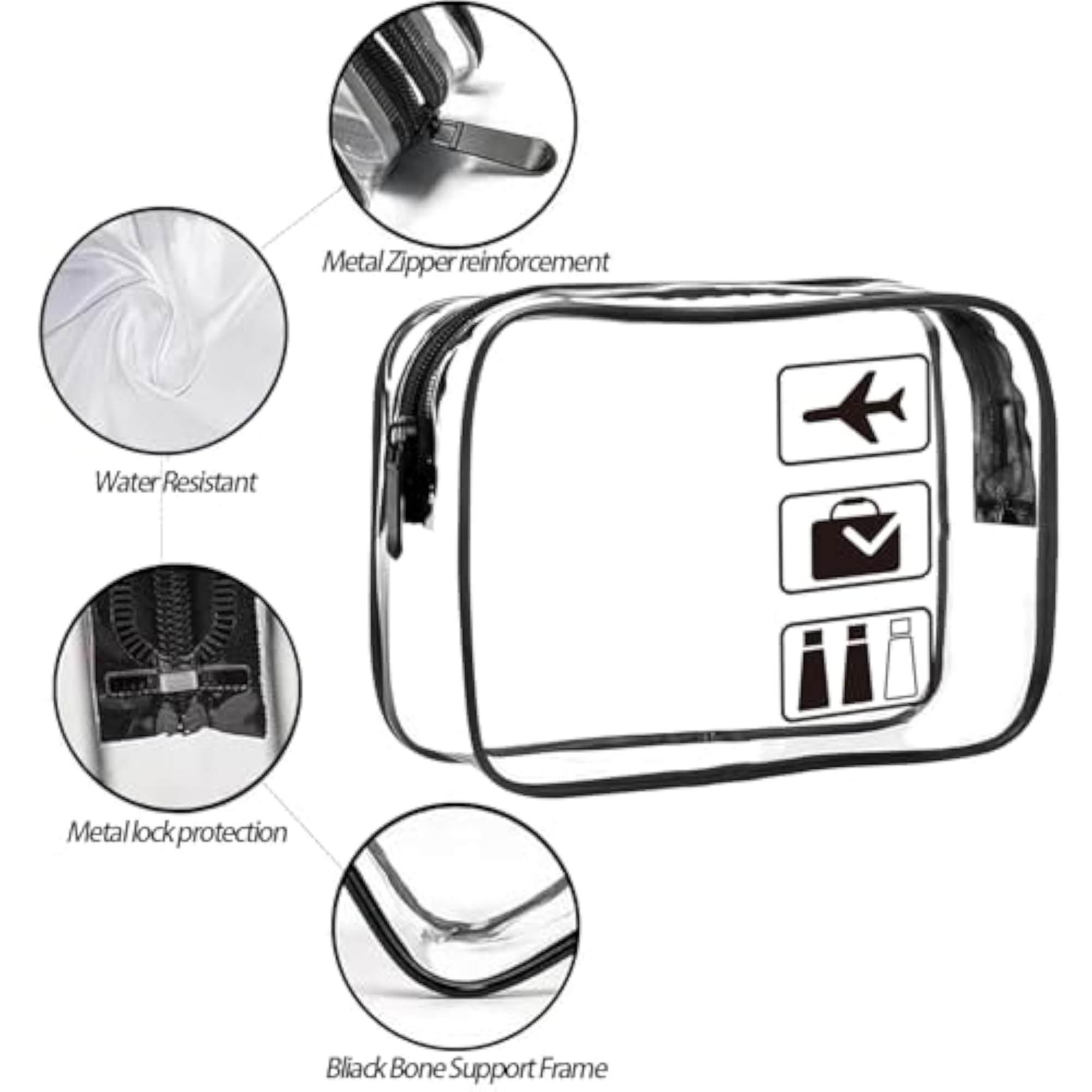 TSA Approved Clear Travel Toiletries Bag, 2 Pack
