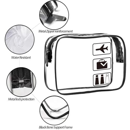 Clear Travel Toiletries Bag, 2 Pack TSA Approved Toiletry Bag with Zippers Travel Essentials PVC Waterproof Cosmetic Clear Makeup Bag for Women and Men - Image 4