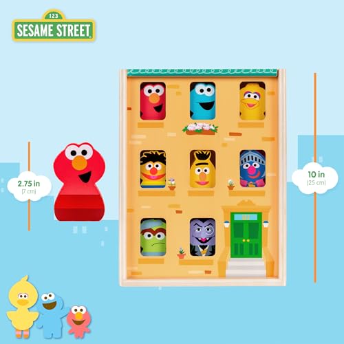 Image of Kids Preferred Sesame Street Wooden Neighborhood Block Set with Storage Case, Toddler Sorting and Matching Blocks