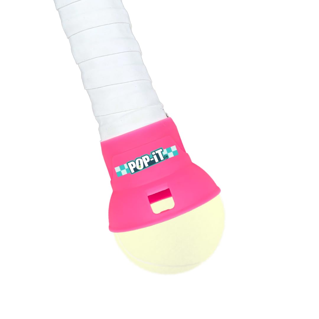 POP-IT Tennis Ball Pickup Device for Racket – Hands-Free, No-Bend Retriever | Lightweight & Durable Ball Collector | Fits Most Racquets | Ideal for Seniors, Coaches & Players (Standard, Miami Pink)