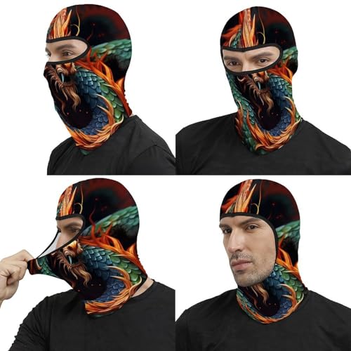 Pasamontañas para hombre y mujer con estampado de dragón chino, máscara térmica para la cara ideal para clima frío, motocicleta y esquí miniatura 5