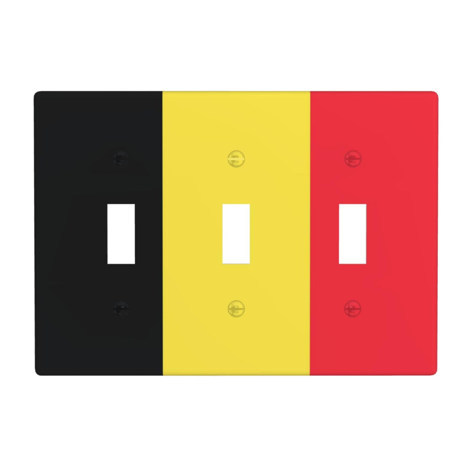 Flag of Belgium 3 Gang Switch Plate Cover-Unbreakable Polycarbonate Wall Plate, Heat Resistant Toggle Switch Decor for Home