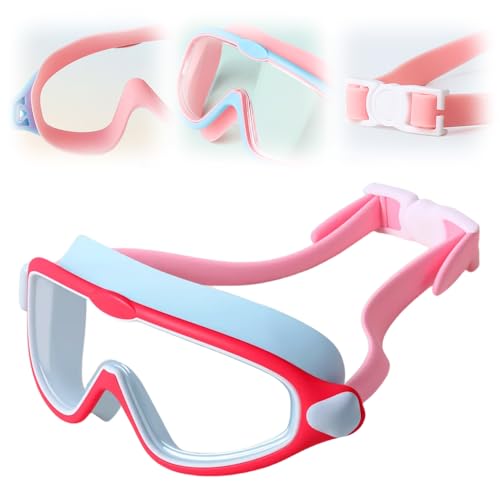 Image of HD Children's Large Frame Waterproof and Anti-fog Swimming Goggles, 180 Wide View Swim goggles for Kids 3-15