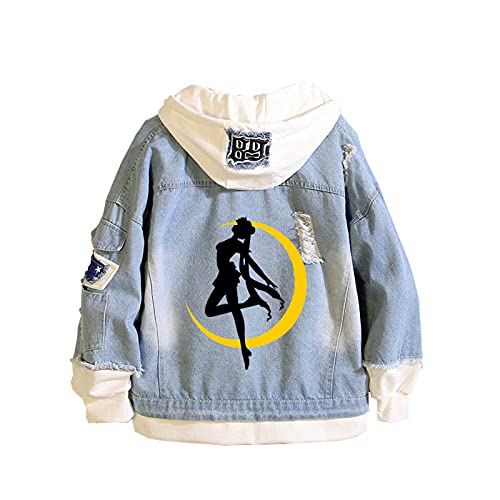Anime Sailor Moon Sudadera con Capucha Mujer Chaqueta de Vaquera de Manga Larga Moda Casual Ropa...