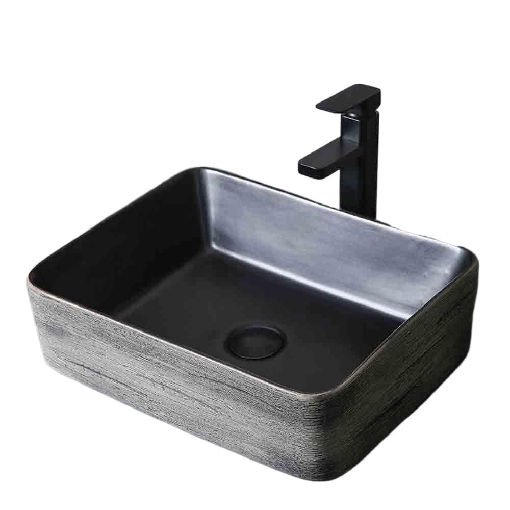 CWCQGH Bathroom Vessel Sink Rectangular Countertop Basin Oval Washbasin Household Bathroom with Accessories Vessel Sink