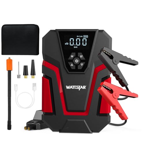 Arrancador de batería portátil con inflador de neumáticos de 100 PSI y 400A