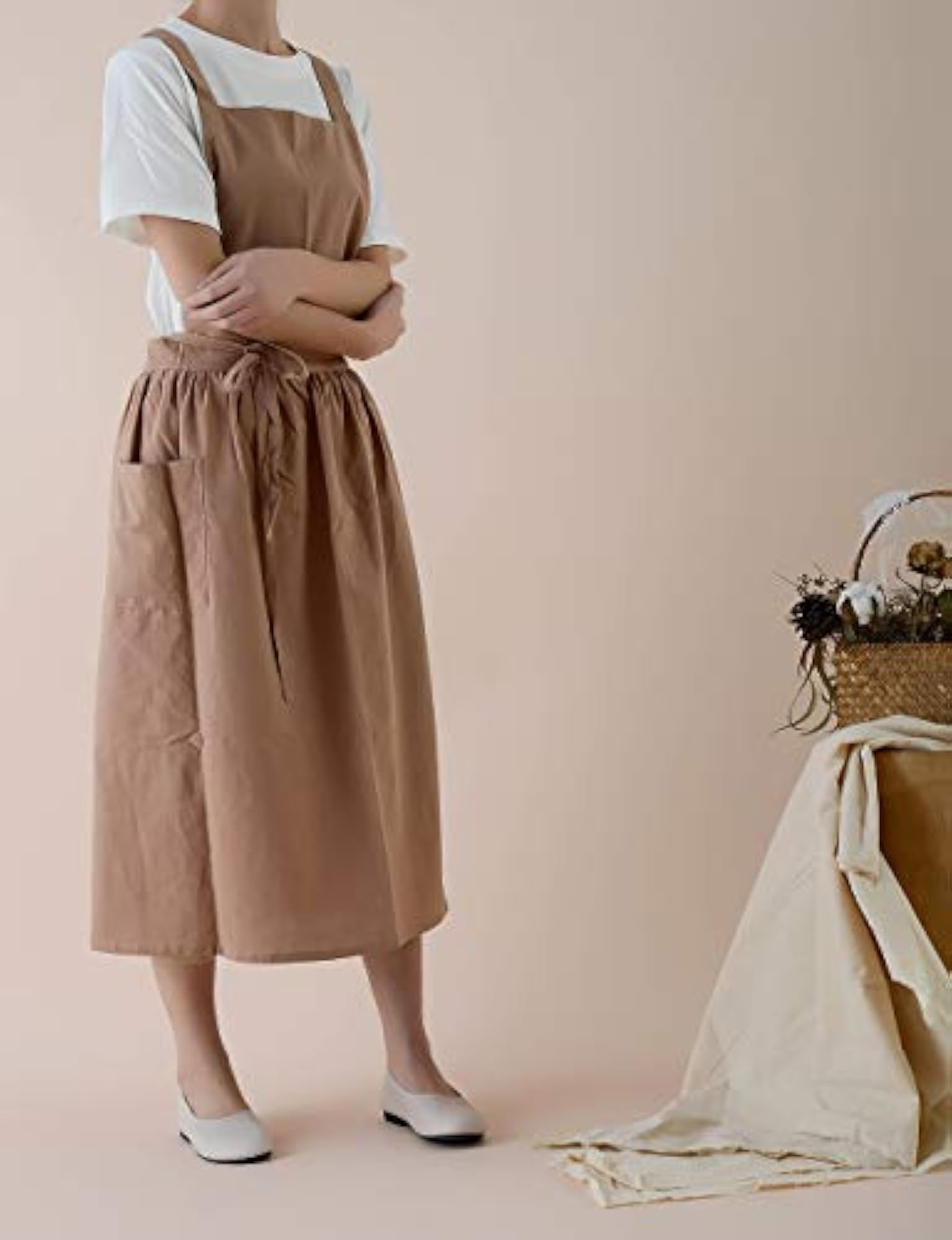 Japanese Apron for Women, Cross Back Design
